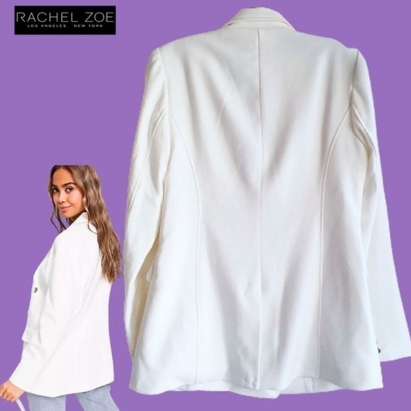 Rachel Zoe Double Breasted White 6 Button Blazer - Picture 2 of 13